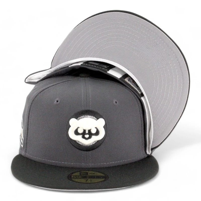 Chicago Cubs Graphite and Black 100 Years Patch Gray UV New Era 59FIFTY Fitted Hat