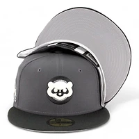 Chicago Cubs Graphite and Black 100 Years Patch Gray UV New Era 59FIFTY Fitted Hat