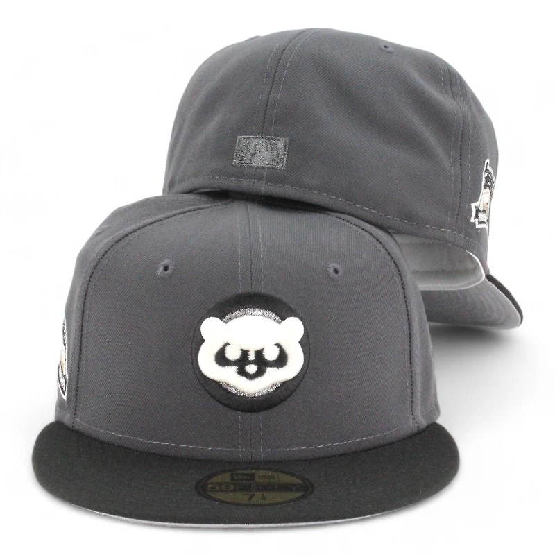 Chicago Cubs Graphite and Black 100 Years Patch Gray UV New Era 59FIFTY Fitted Hat