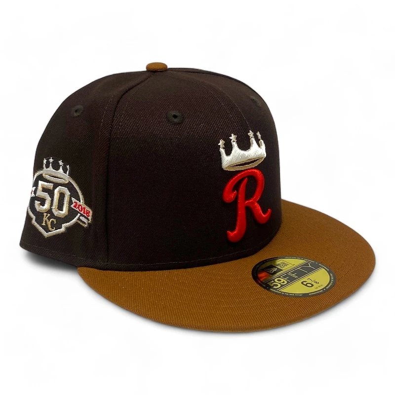 Kansas City Royals Brown Two Tone 50th Anniversary Patch Light UV New Era 59FIFTY Fitted Hat