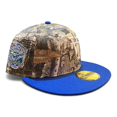 Los Angeles Dodgers Royal Blue and Realtree Upside Down LA 40th Anniversary Patch Gray UV New Era 59FIFTY Fitted Hat