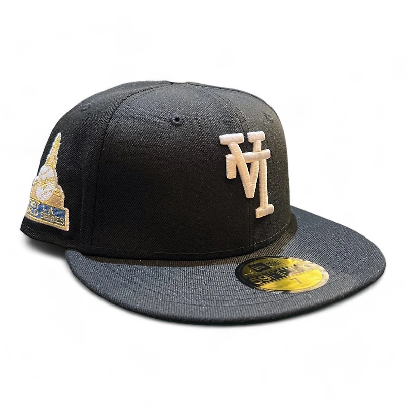 Los Angeles Dodgers Black Upside Down LA First WS Patch Green UV New Era 59FIFTY Fitted Hat