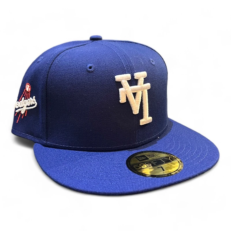 Los Angeles Dodgers Royal Blue Upside Down LA Shooting Ball Patch Gray UV New Era 59FIFTY Fitted Hat