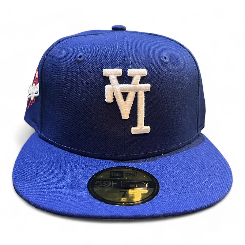 Los Angeles Dodgers Royal Blue Upside Down LA Shooting Ball Patch Gray UV New Era 59FIFTY Fitted Hat