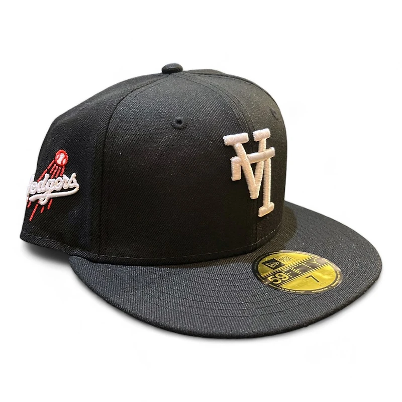 Los Angeles Dodgers Black Upside Down LA Shooting Ball Patch Gray UV New Era 59FIFTY Fitted Hat