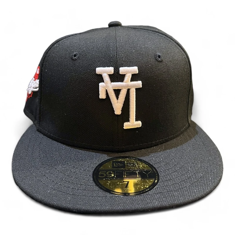 Los Angeles Dodgers Black Upside Down LA Shooting Ball Patch Gray UV New Era 59FIFTY Fitted Hat