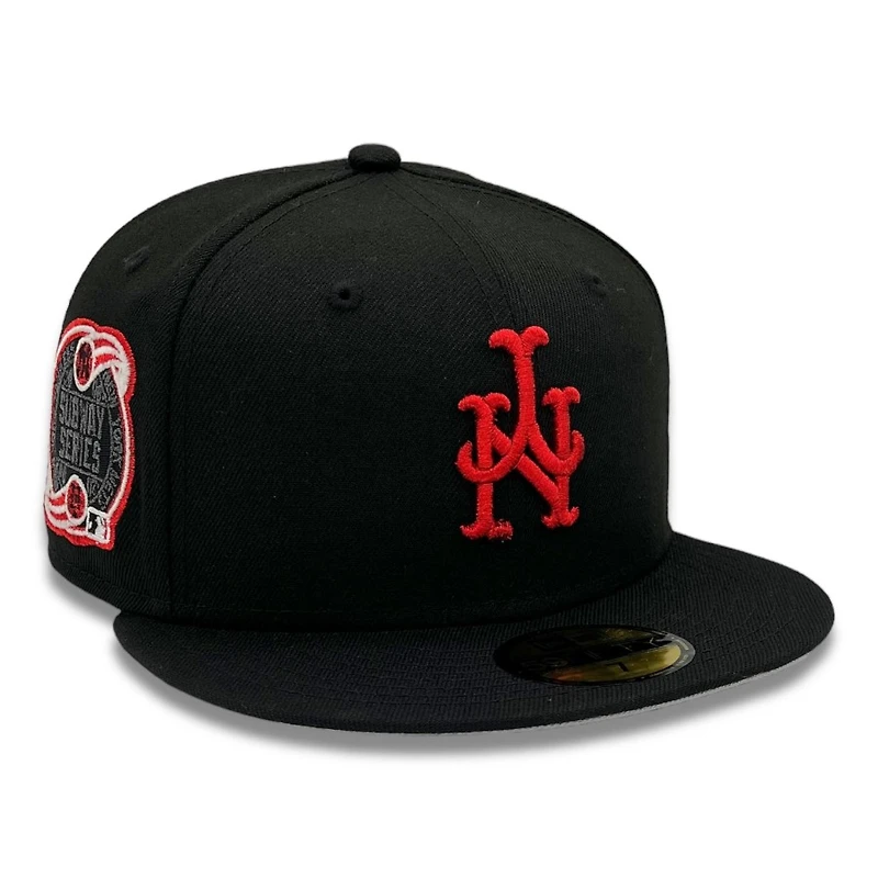 New York Mets Black and Red Metallic Subway Series Patch Gray UV Era 59FIFTY Fitted Hat