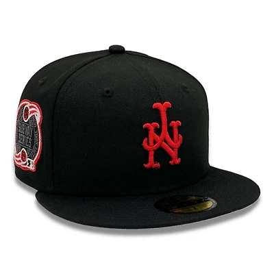 New York Mets Black and Red Metallic Subway Series Patch Gray UV Era 59FIFTY Fitted Hat