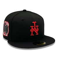 New York Mets Black and Red Metallic Subway Series Patch Gray UV Era 59FIFTY Fitted Hat