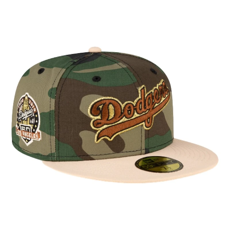 Los Angeles Dodgers Woodland Camo and Tan 60th Anniversary Patch Gray UV 59FIFTY Fitted Hat