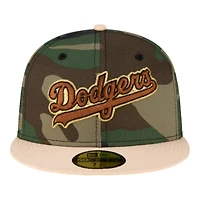 Los Angeles Dodgers Woodland Camo and Tan 60th Anniversary Patch Gray UV 59FIFTY Fitted Hat