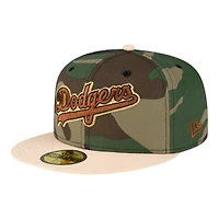 Los Angeles Dodgers Woodland Camo and Tan 60th Anniversary Patch Gray UV 59FIFTY Fitted Hat