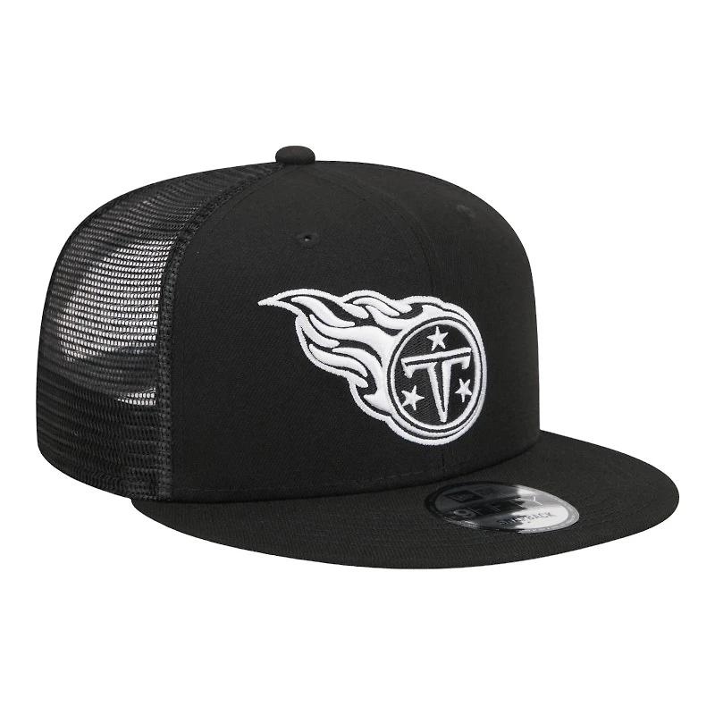 Tennessee Titans Black and White Trucker Mesh Back New Era 9FIFTY Snapback Hat