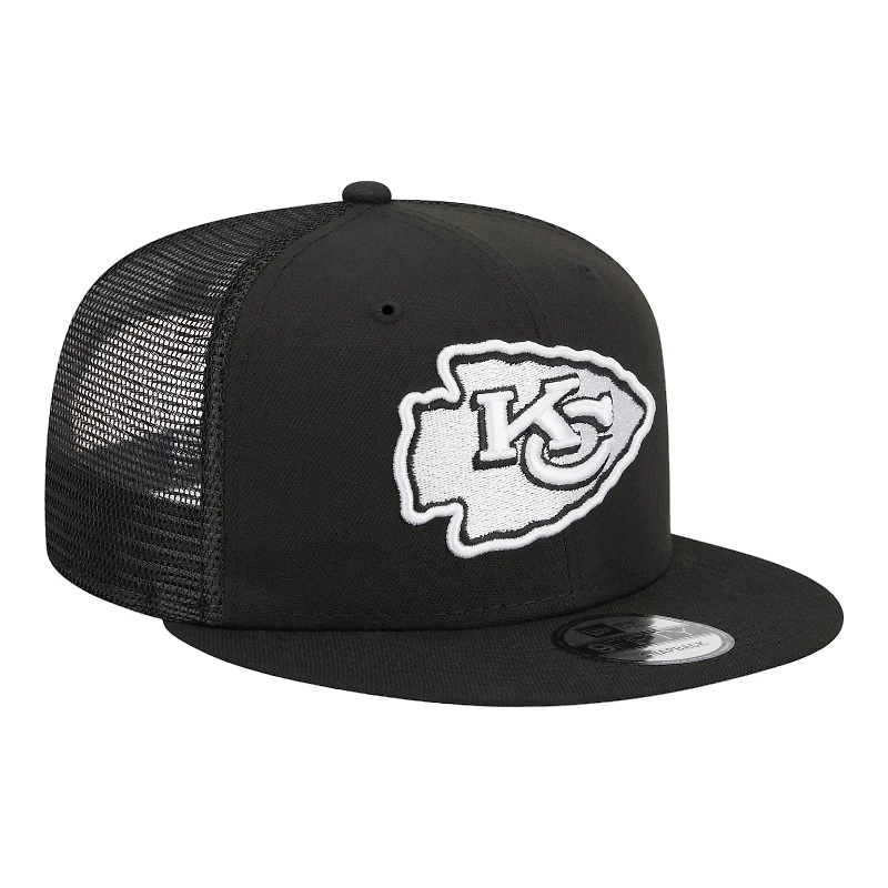Kansas City Chiefs Black and White Trucker Mesh Back New Era 9FIFTY Snapback Hat