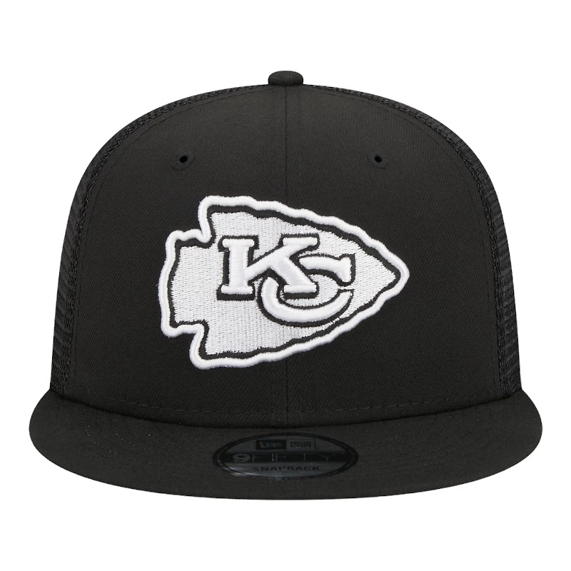 Kansas City Chiefs Black and White Trucker Mesh Back New Era 9FIFTY Snapback Hat