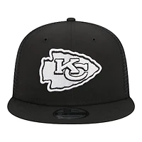 Kansas City Chiefs Black and White Trucker Mesh Back New Era 9FIFTY Snapback Hat