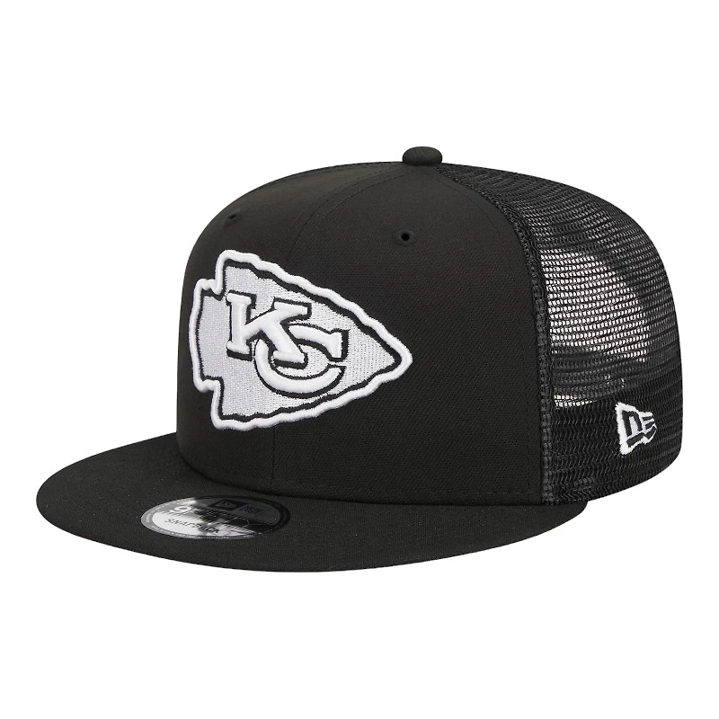 Kansas City Chiefs Black and White Trucker Mesh Back New Era 9FIFTY Snapback Hat