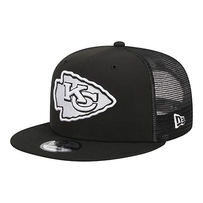 Kansas City Chiefs Black and White Trucker Mesh Back New Era 9FIFTY Snapback Hat