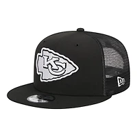 Kansas City Chiefs Black and White Trucker Mesh Back New Era 9FIFTY Snapback Hat