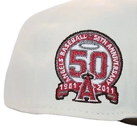Los Angeles Angels Cream and Brown "FHM DPM FittedHat Pack" 50th Anniversary Patch Gray UV New Era 59Fifty Fitted Hat