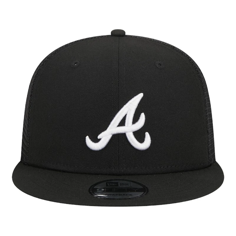 Atlanta Braves Black and White Trucker Mesh Back New Era 9FIFTY Snapback Hat