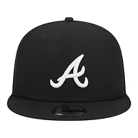 Atlanta Braves Black and White Trucker Mesh Back New Era 9FIFTY Snapback Hat