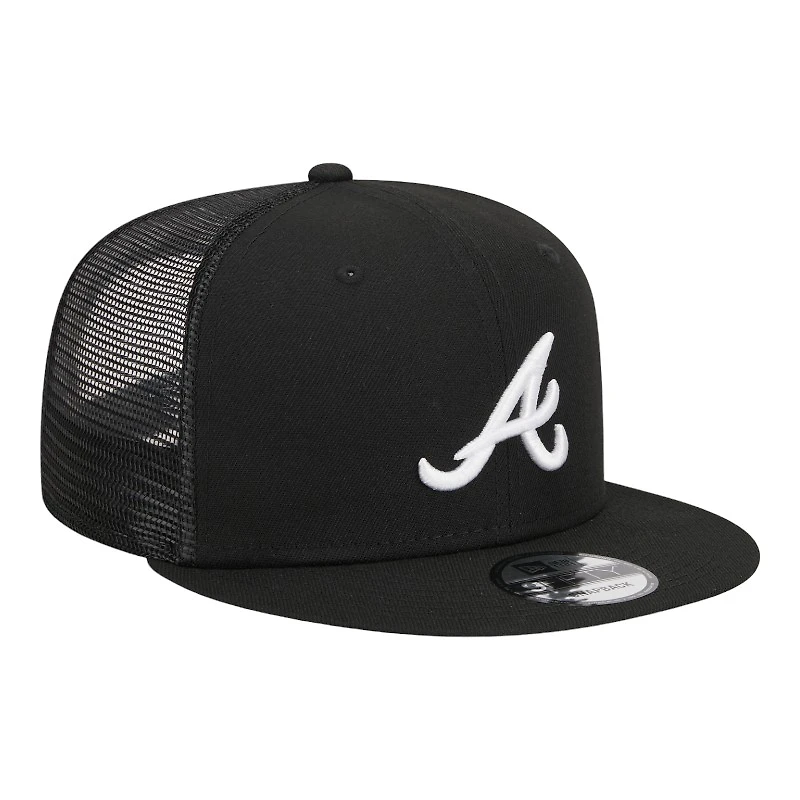 Atlanta Braves Black and White Trucker Mesh Back New Era 9FIFTY Snapback Hat