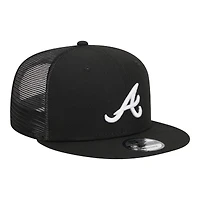 Atlanta Braves Black and White Trucker Mesh Back New Era 9FIFTY Snapback Hat