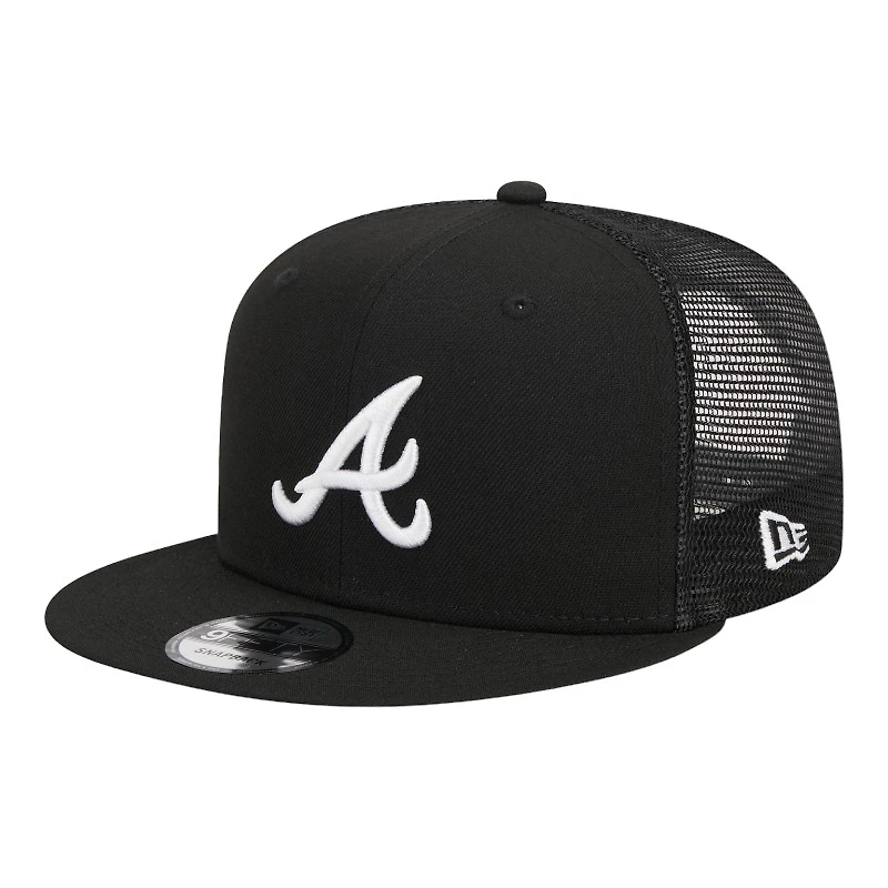 Atlanta Braves Black and White Trucker Mesh Back New Era 9FIFTY Snapback Hat