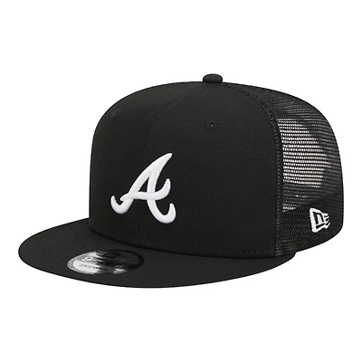 Atlanta Braves Black and White Trucker Mesh Back New Era 9FIFTY Snapback Hat