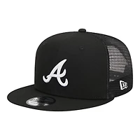 Atlanta Braves Black and White Trucker Mesh Back New Era 9FIFTY Snapback Hat