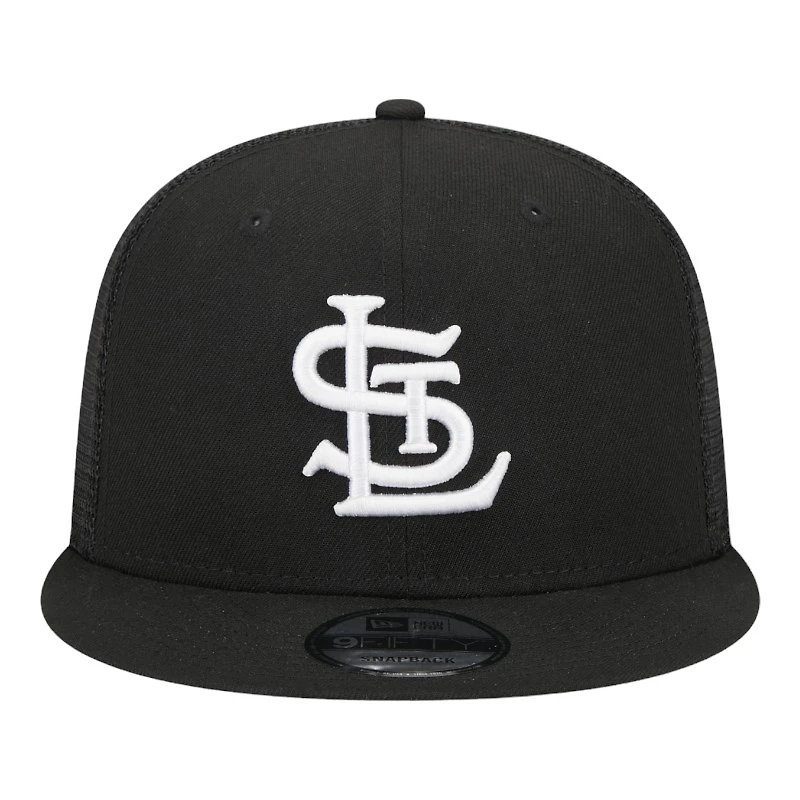 St. Louis Cardinals Black and White Trucker Mesh Back New Era 9FIFTY Snapback Hat