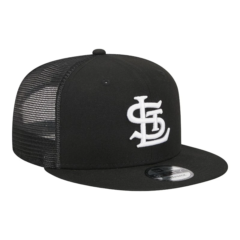 St. Louis Cardinals Black and White Trucker Mesh Back New Era 9FIFTY Snapback Hat