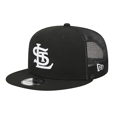 St. Louis Cardinals Black and White Trucker Mesh Back New Era 9FIFTY Snapback Hat