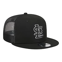 St. Louis Cardinals Black with White Outline Trucker Mesh Back New Era 9FIFTY Snapback Hat