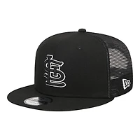 St. Louis Cardinals Black with White Outline Trucker Mesh Back New Era 9FIFTY Snapback Hat