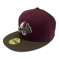 Atlanta Braves Dark Maroon and Brown 2017 Inaugural Season Patch Green UV New Era 59FIFTY Fitted Hat