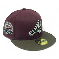 Atlanta Braves Dark Maroon and Brown 2017 Inaugural Season Patch Green UV New Era 59FIFTY Fitted Hat