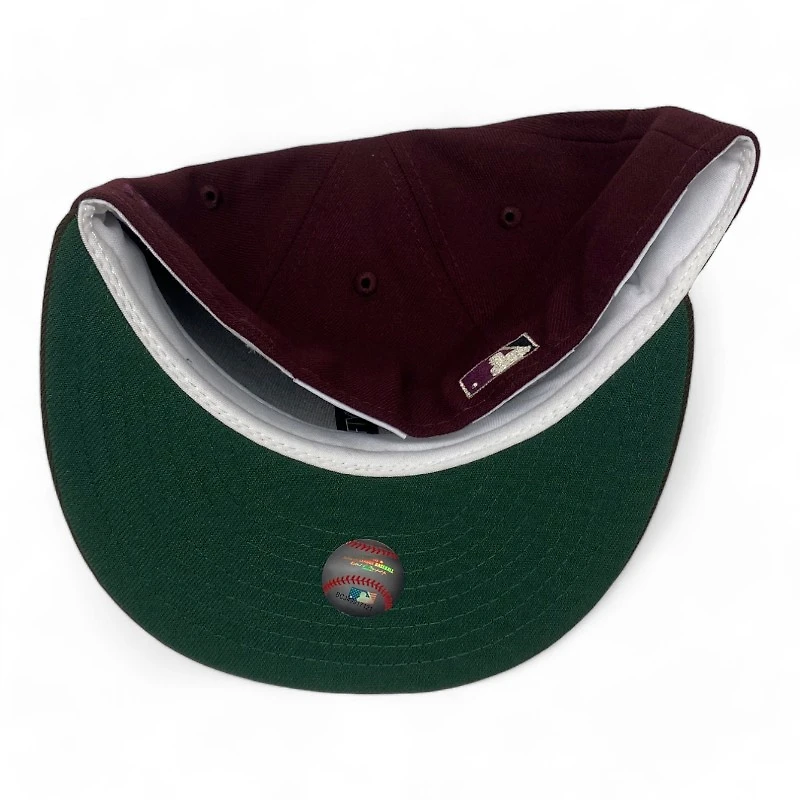 Atlanta Braves Dark Maroon and Brown 2017 Inaugural Season Patch Green UV New Era 59FIFTY Fitted Hat