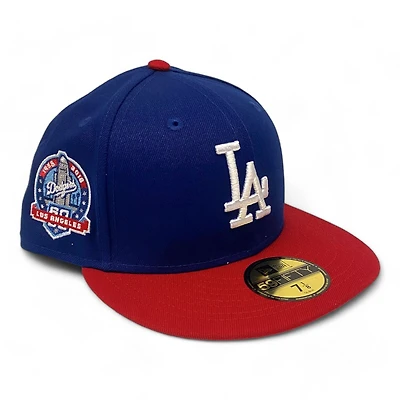 Los Angeles Dodgers Royal Blue and Red 60th Anniversary Patch Gray UV New Era 59FIFTY Fitted Hat