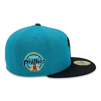 Philadelphia Phillies Teal and Black Team Logo Patch Gray UV New Era 59FIFTY Fitted Hat