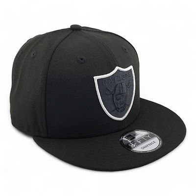 Las Vegas Raiders All Black with White Logo Outline Black UV NFL New Era 9FIFTY Snapback Hat
