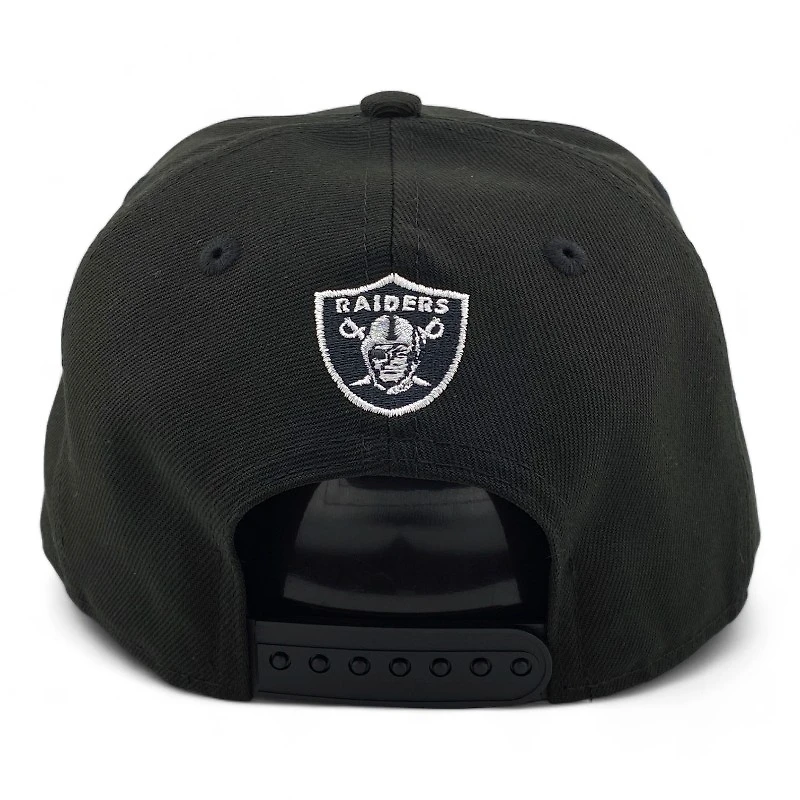 Las Vegas Raiders All Black with White Logo Outline Black UV NFL New Era 9FIFTY Snapback Hat