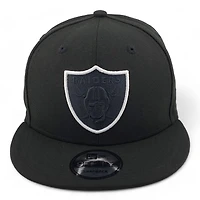 Las Vegas Raiders All Black with White Logo Outline Black UV NFL New Era 9FIFTY Snapback Hat