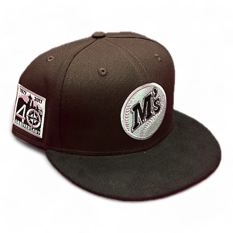 Seattle Mariners Walnut Brown with Black Corduroy 40th Anniversary Patch Pink UV New Era 59FIFTY Fitted Hat