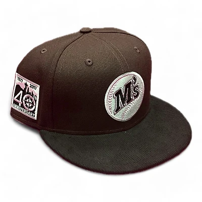 Seattle Mariners Walnut Brown with Black Corduroy 40th Anniversary Patch Pink UV New Era 59FIFTY Fitted Hat
