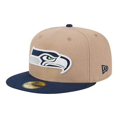 Seattle Seahawks Camel Brown and Navy Gray UV New Era 59FIFTY Fitted Hat