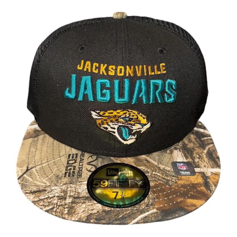 Jacksonville Jaguars Black and Realtree Trucker Gray UV NFL New Era 59FIFTY Fitted Hat