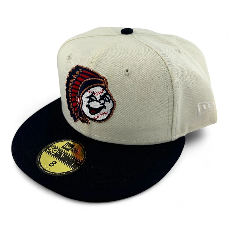 Peoria Chiefs Chrome and Navy Two Tone Script Patch Green UV New Era 59FIFTY Fitted Hat