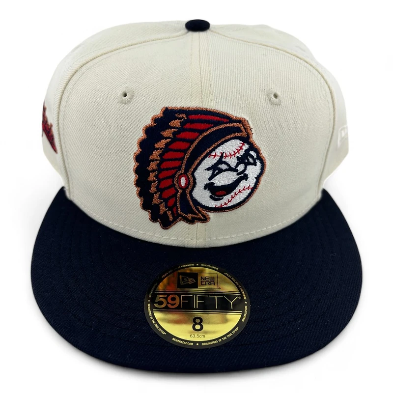 Peoria Chiefs Chrome and Navy Two Tone Script Patch Green UV New Era 59FIFTY Fitted Hat